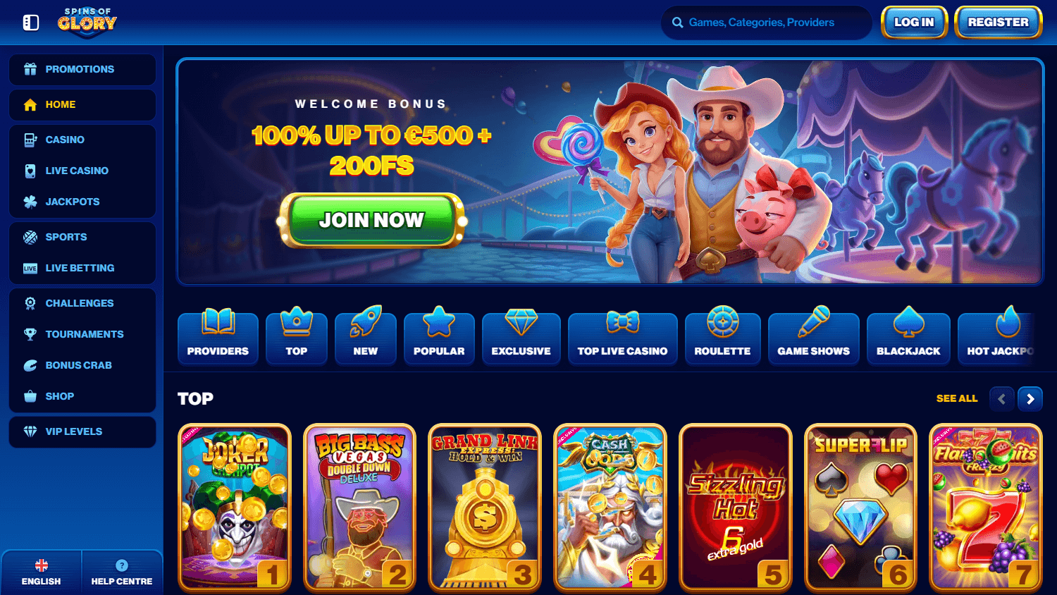 Spins Of Glory Casino Desktop screenshot